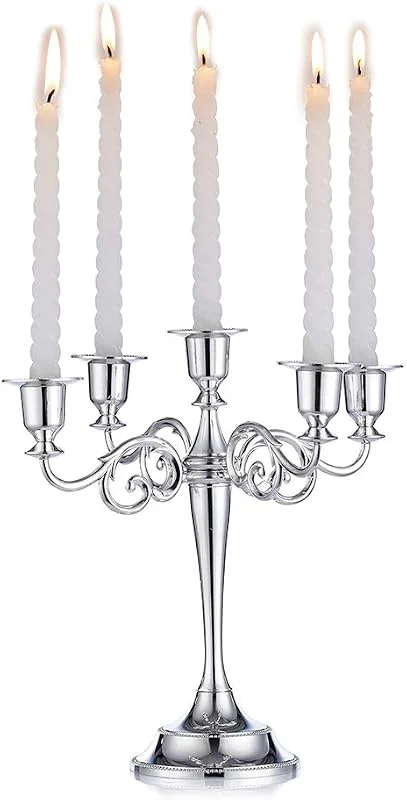 Visita la tienda de Sziqiqi Sziqiqi Candelabro Plata de Zinc, 5 Brazos, para Velas — Cena a la luz de velas