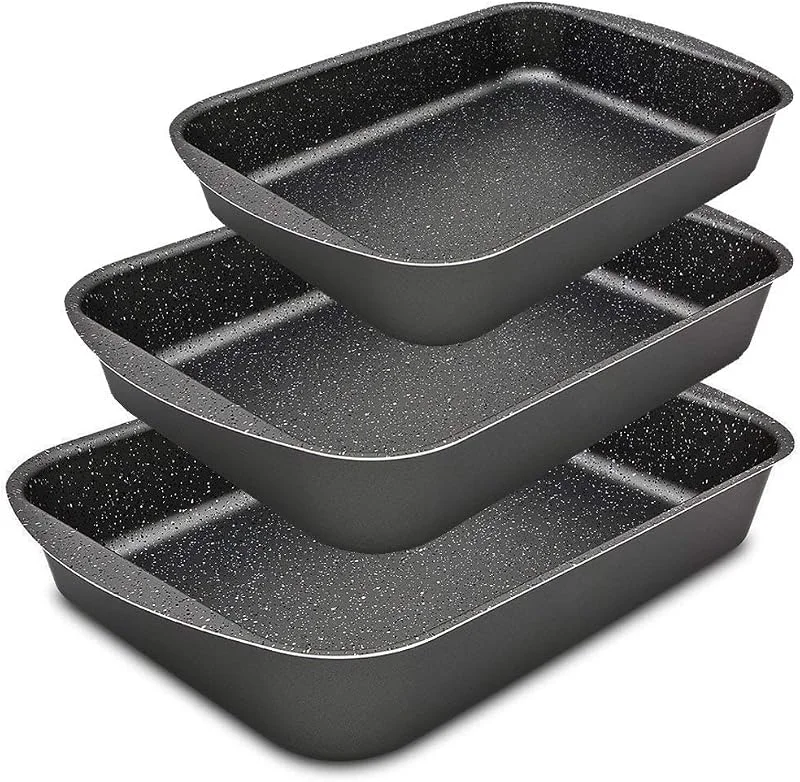 Visita la tienda de Menax Menax - 3x Rustidera de Horno - Bandeja de Horno Universal - Bandeja para Asar - Bandejas para Hornear - Fuentes de Horno - Fuentes para Asar - Recubrimiento Antiadherente - Set de 3 — Hogar y cocina
