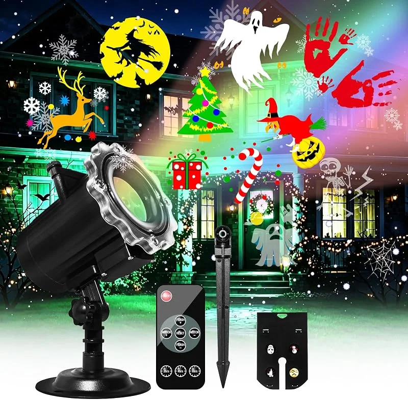 Visita la tienda de MOSSNDAR 64 Patrones Proyector Halloween Navidad Exterior Decoración — Luces Navidad