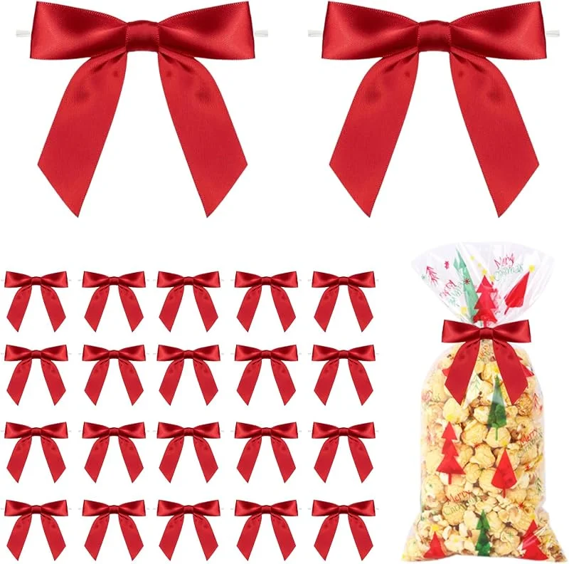 PPGGOPP Lazos Navidad Pequeñs, 25pcs Mini Lazos de Cinta de Raso Preatada, Lazos de Satén, Mini Lazos De Cinta, Lazos De Cinta De Raso, para Bolsas de Regalo, Bolsas de Refrigerios — Envoltorio regalo