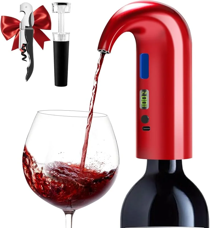 Cosyall Decantador de vino eléctrico, dispensador de aireador - Rojo — Vino y mesa festiva