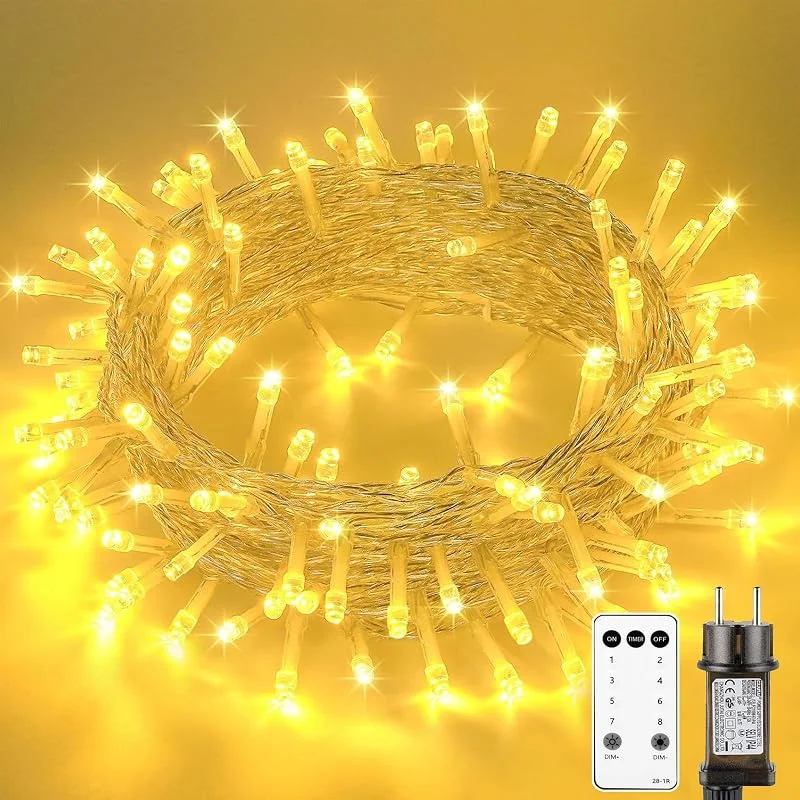 Litark Luces Navidad, 20M 200LED Guirnalda Luces Exterior con Control remoto, 8 Modos, Impermeable(Bianco Caldo)