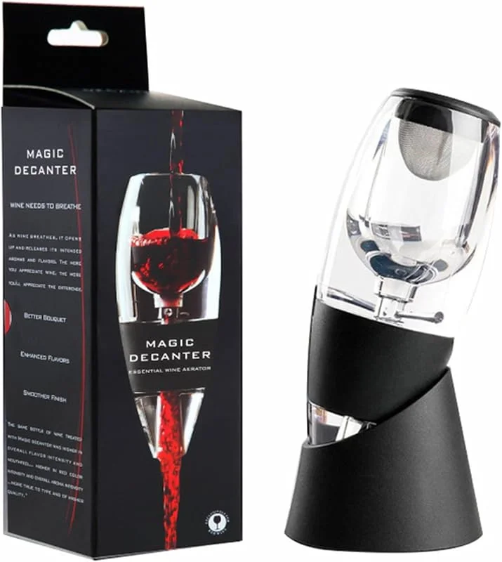 Visita la tienda de PintoCer PintoCer Aireador de Vino Tinto Decantador Rápido con Soporte, Filtro de Sedimentos y Bolsa de Viaje – Decantador de Vino Instantáneo, Oxigenador Vertedor, Accesorios de Vino, Regalo en Caja — Vino y mesa festiva