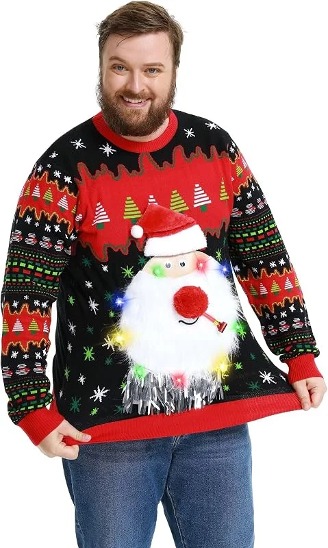 OFF THE RACK Suéter Feo de Navidad con Luz Led Unisex para Hombres Y Mujeres Suéter Hombre — Ropa Navidad