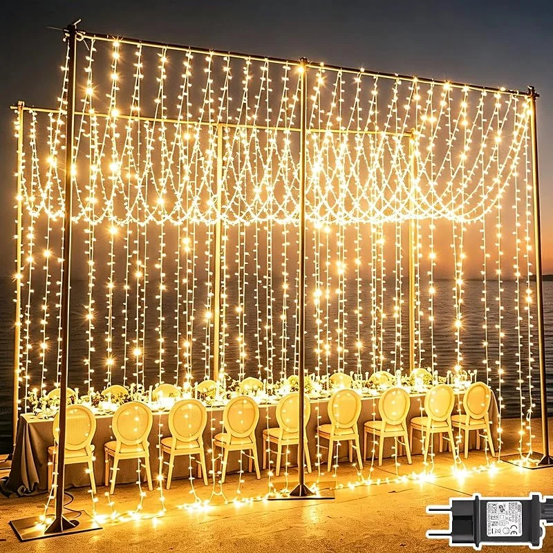 yowin Cortina de Luces 600 LED 6mx3m Luces Navidad con Enchufe