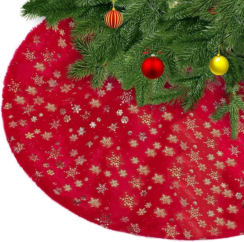 Visita la tienda de KONVINIT KONVINIT Rojo Falda de Árbol de Navidad Peluche Alfombra Navidad Redonda — Adviento y mesa