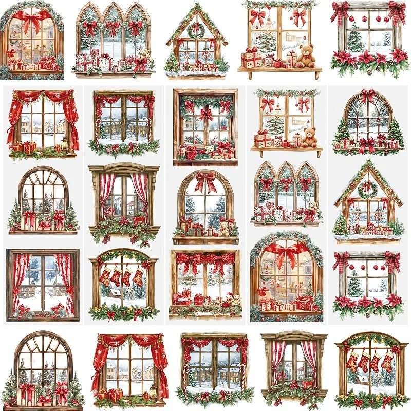 Visita la tienda de WANDIC WANDIC 5 Hojas de Pegatinas de Transferencia Navideñas, Calcomanías de Transferencia para Muebles Motivo Vintage para Scrapbooking, Ventanas DIY, Ventanas, Cajas de Regalo, 10 x 30 cm — Envoltorio regalo