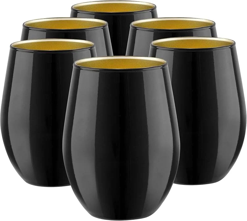 Visita la tienda de TREND FOR HOME TREND FOR HOME Vasos de Agua 580 ml Vasos de Colores Juego de 6 Vaso Soft Drink Tumbler para Cocteles Juego de Beber Vasos Soft Drink, Phoebe Great Gatsby, Negro, Dorado — Vino y mesa festiva