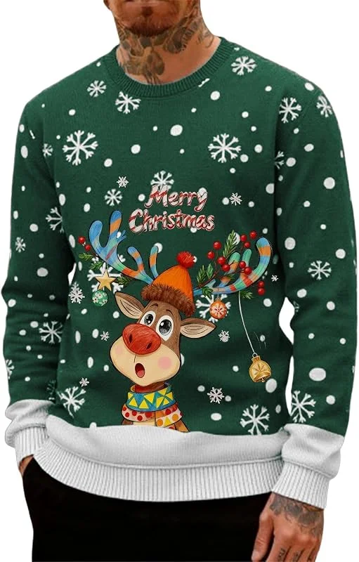 Generisch Jersey de Navidad para hombre Ugly Christmas Sweater Cuello Redondo Manga Larga Jersey Navidad — Ropa Navidad