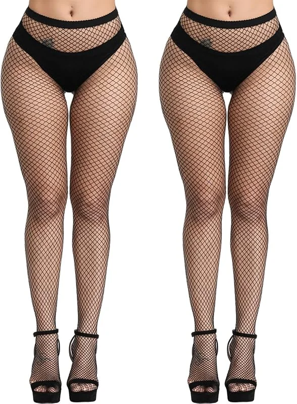 DRESHOW Mujeres Sexy Elástico Medias de Cintura Alta Medias de Rejilla de Calcetines Medias de Malla Pantimedias — Ropa Navidad