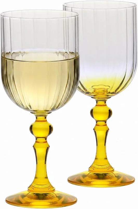 Visita la tienda de Krosno KROSNO Copas de Vino Tinto 2 x 300 ml, Pie Amarillo, Colección Bubble — Vino y mesa festiva