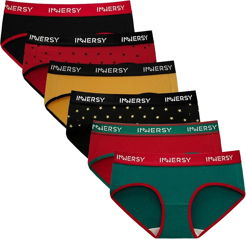 Visita la tienda de INNERSY INNERSY Bragas Mujer Algodón Comodas Braguitas Cinturón Deportivo Pack de 6 — Ropa Navidad