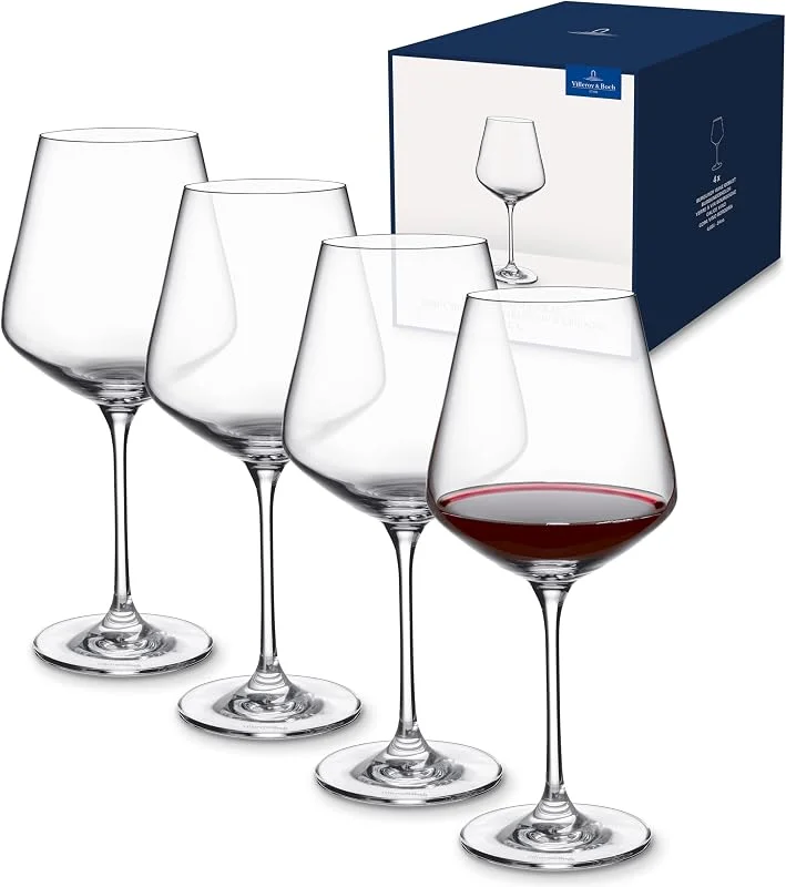 Villeroy & Boch - La Divina Copa Vino Borgoña Set 4 Piezas Claro, Apto para Lavavajillas, Juego Copas de Vino Cristal Grandes, Vasos, Vidrio de Cristal — Vino y mesa festiva