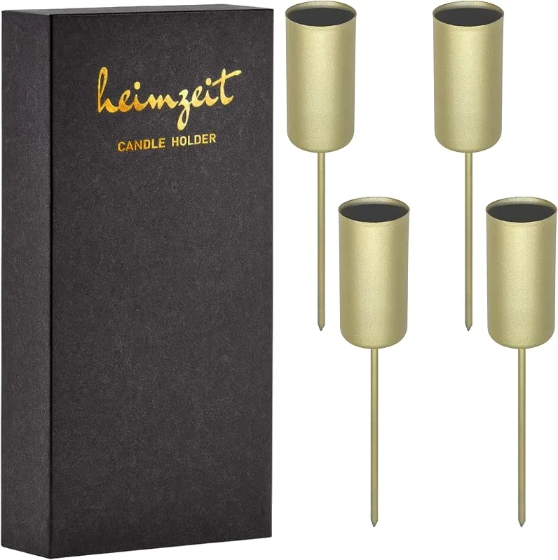 Visita la tienda de heimzeit Portavelas para Clavar de Metal Ø22 mm, 4 Unidades en Oro — Cena a la luz de velas