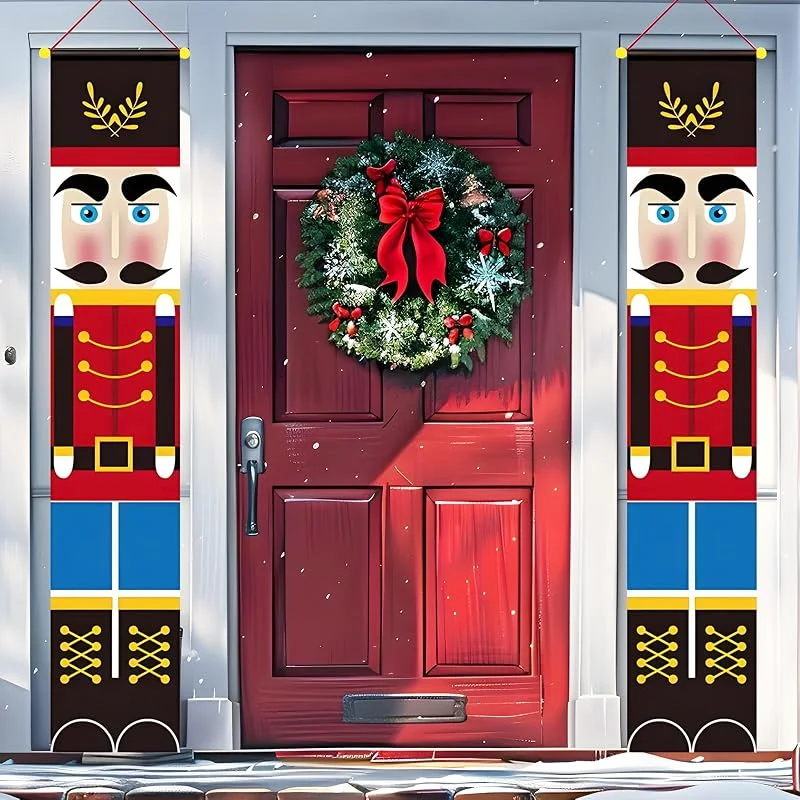 Visita la tienda de QKTYB QKTYB 2 Piezas Banner de Cascanueces Navidad, Decoraciones Navideñas, Cortina al Aire Libre para Porche, Puerta Delantera, Hogar, Jardín (30 x 180 cm) — Decoracion Navidad