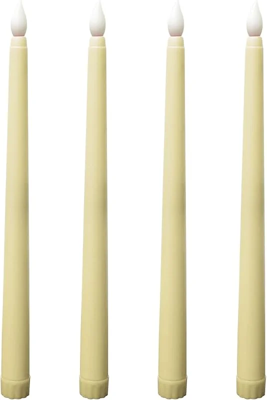 KARELLS Vela cónica sin llama, 4 velas de luz LED, varillas de vela LED, velas flotantes de batería falsa para decoración de Navidad, hogar, boda, color beige — Luces Navidad