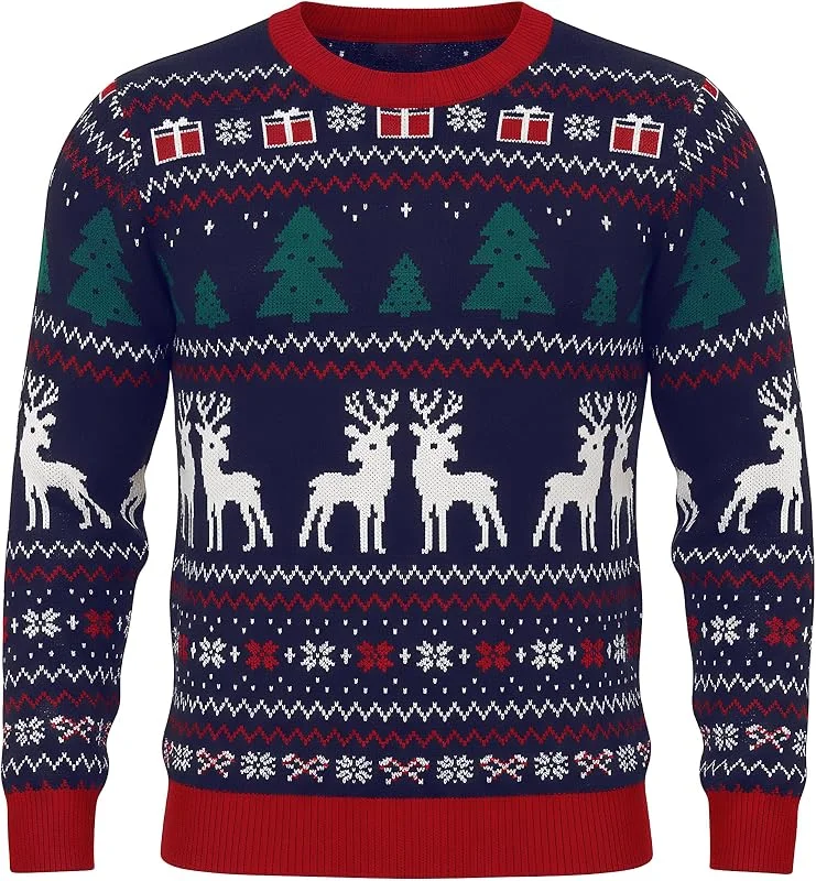 Visita la tienda de Litherday Litherday Hombres Jerseys Navideños Suéter Divertido Navidad Manga Larga Jersey Navideño Feo de Pingüinos Redondo Pullover de Punto de Navidad — Ropa Navidad