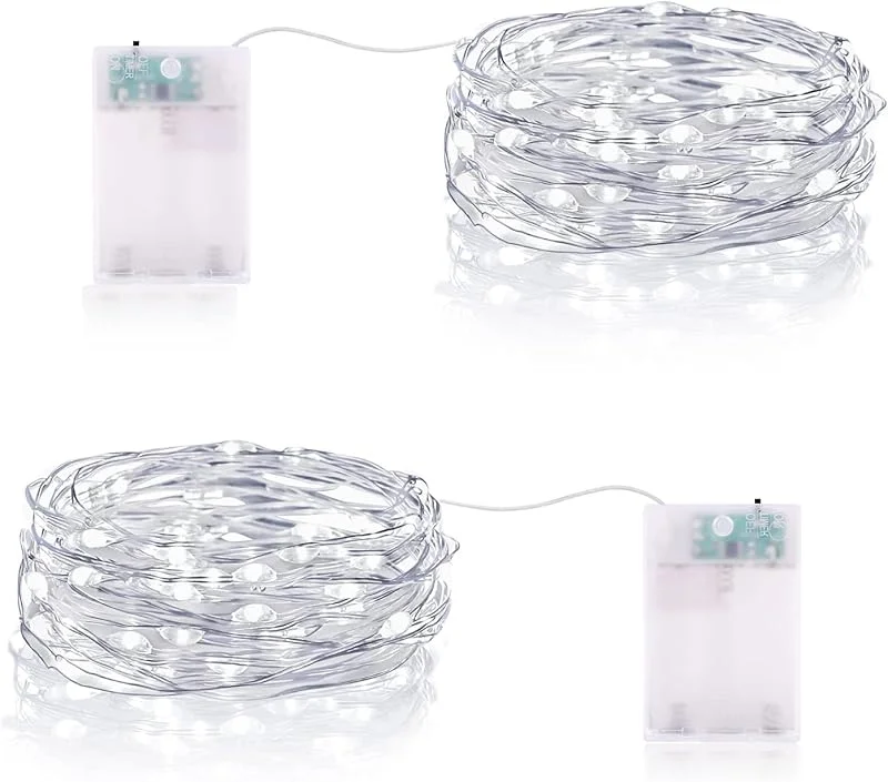 Visita la tienda de Vacoulery Guirnalda Luces LED, 2M 20LEDs Guirnalda Luces Pilas con Temporizador Mini Alambre de Cobre Cadena de Luces IP65 para Decoración Interior Exterior Bodas Fiesta Navidad — Luces Navidad