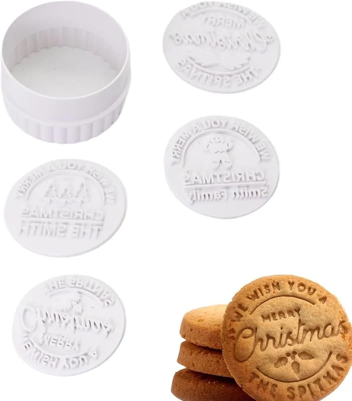 Genérico Sello Para Galletas De Navidad 4 Piezas Navideñas Redondas Seguras — Hogar y cocina