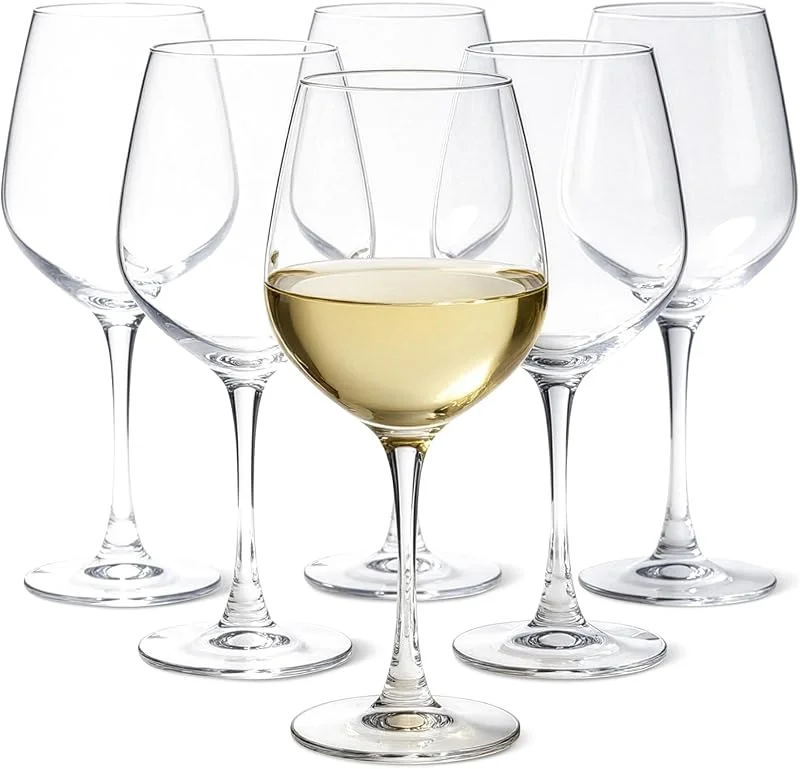 Visita la tienda de Amazon Basics Amazon Basics Copas de Vino Blanco con Tallo, Juego de 6 Piezas, 341ml, Aptas para Lavavajillas — Vino y mesa festiva