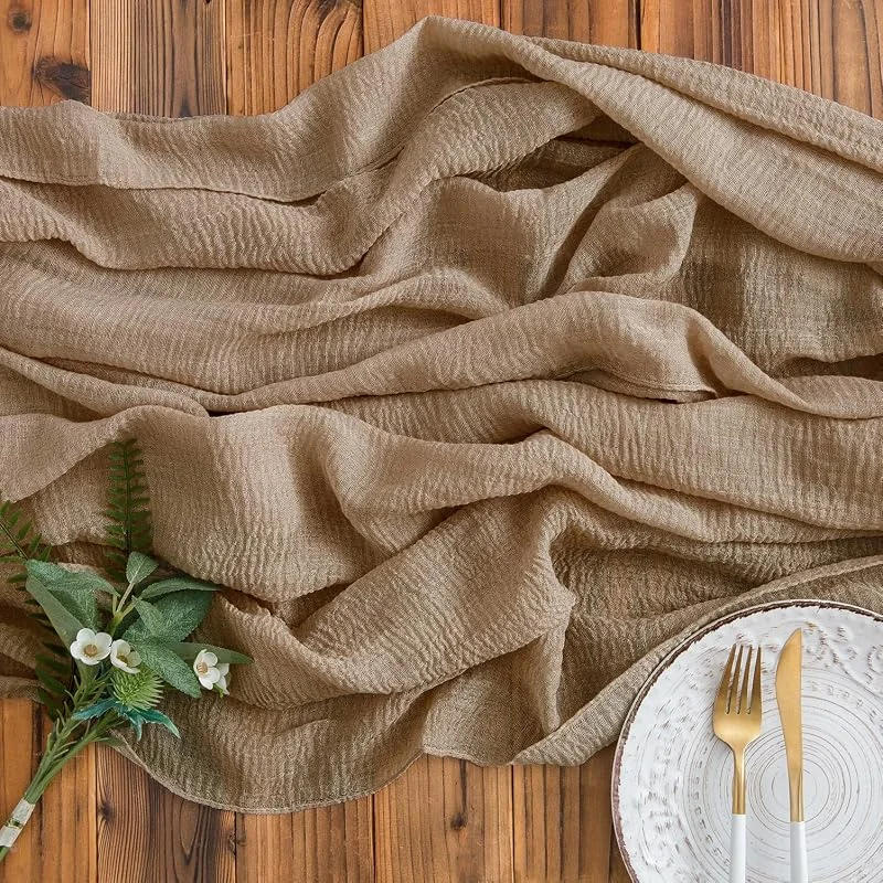 Visita la tienda de AOKSUNOVA AOKSUNOVA Camino de Mesa de Muselina marrón, 4 m x 80 cm — Hogar y cocina
