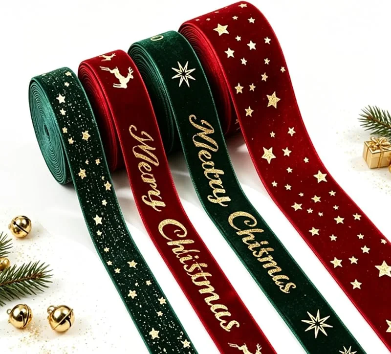 Whcctl 4 Piezas 2.5, 4cm*2m Lazos Navidad Cinta, Cinta de Navidad, Fita de Natal — Envoltorio regalo