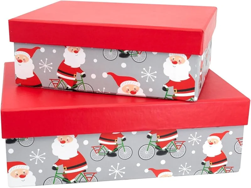 Visita la tienda de Idena Idena 30349 - Cajas de regalo de Papá Noel en bicicleta, 2 unidades, cajas de regalo, regalo de Navidad — Envoltorio regalo