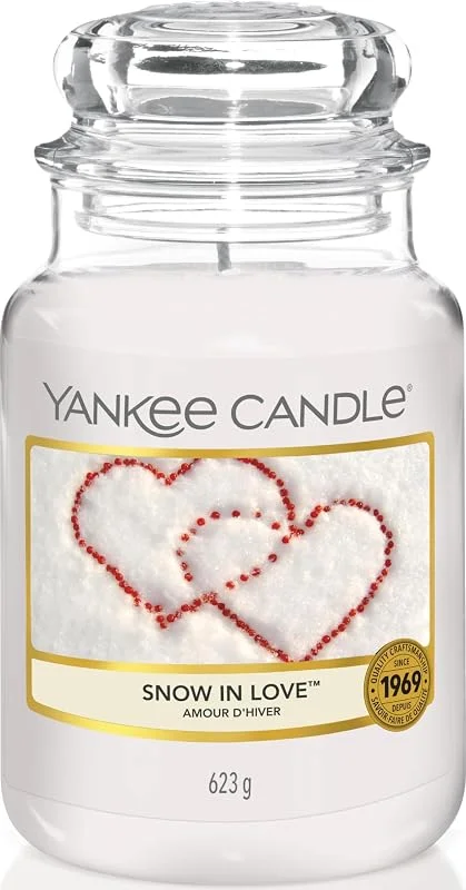 Visita la tienda de Yankee Candle Vela aromática Yankee Candle, Snow in Love vela en tarro grande, Velas de larga duración: hasta 150 h, Regalos perfectos para mujeres — Cena a la luz de velas