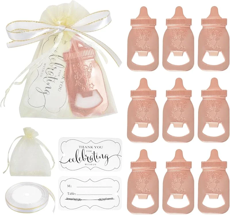 Aokbean - Abrebotellas para boda, mini divertido con pequeño Tasch Baby Shower, revelaciones de género, bautizo, cumpleaños, Acción de Gracias, caramelos (rosa dorada) — Vino y mesa festiva