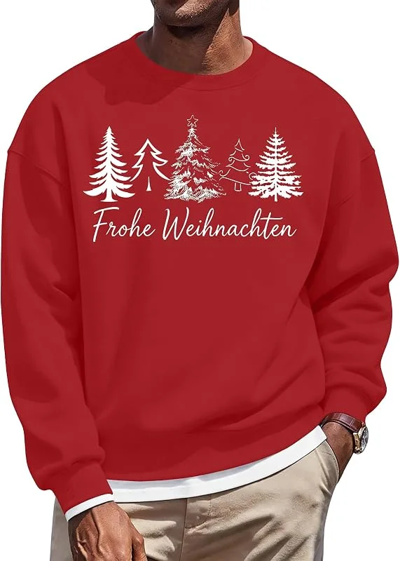 Visita la tienda de tiorhooe tiorhooe T Jersey de Navidad para hombre de manga larga con diseño festivo — Ropa Navidad