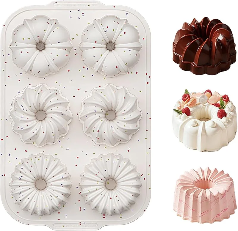 VolksRose Molde Silicona 6 Cavidades 3 Diseños Tipo – Antiadherente Moldes Reposteria para Bizcocho, Gelatina, Mousse, Chocolate, Jabón y Velas - Molde Bizcocho para Cumpleaños, Repostería Diaria — Hogar y cocina