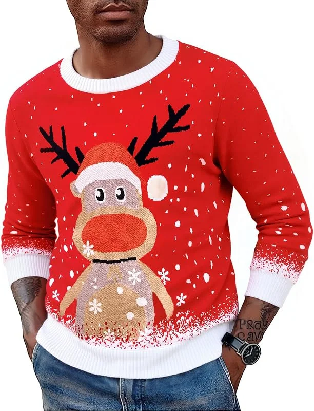 Visita la tienda de Saodimallsu Saodimallsu Ugly Christmas Suéteres Hombre Jersey Navideños Familia Mujer Niños Unisex Suéter De Navidad Invierno Patrón De Reno — Ropa Navidad