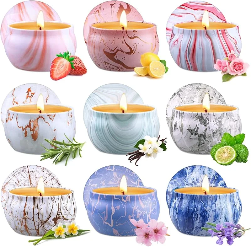 KIYTARBOO Velas perfumadas regalos, 9 unidades de velas de aromaterapia, juego de velas de aromaterapia de cera de soja, pequeño set de regalo para el día de la madre, Navidad, cumpleaños, día de San Valentín — Cena a la luz de velas