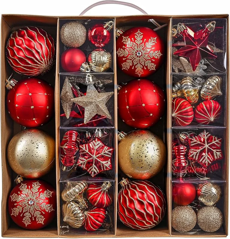 Visita la tienda de Valery Madelyn Valery Madelyn Bolas de Navidad Rojo y Dorado, Adornos de Bolas Plásticas Infrangibles, para la Decoración del Árbol de Navidad (Juego de 60) — Decoracion Navidad