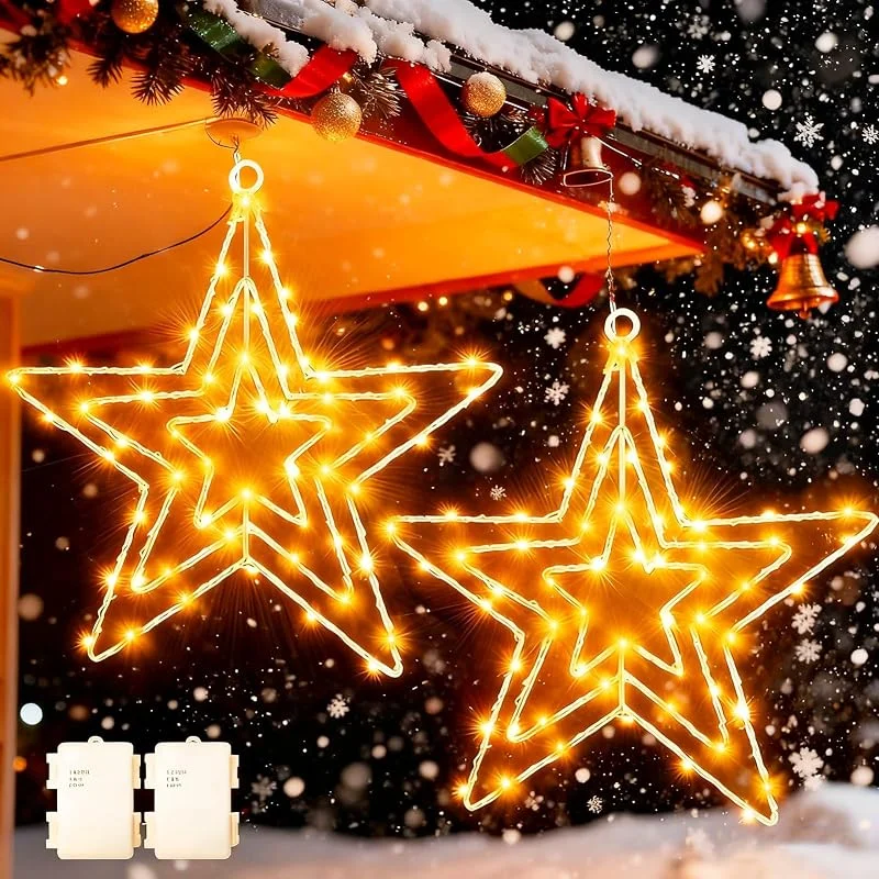 Visita la tienda de Dekofun Decoracion Navidad, 2 Piezas 75LED Luces Estrella Navidad Exterior — Luces Navidad
