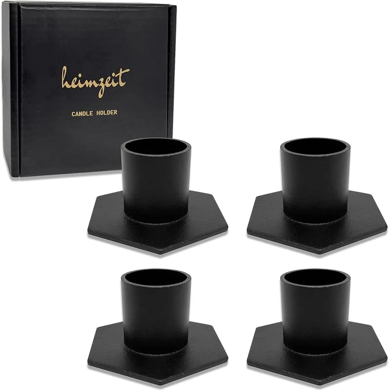 Visita la tienda de heimzeit Portavelas de Metal Ø25 mm, 4 Unidades Hexagonal, en Negro — Cena a la luz de velas