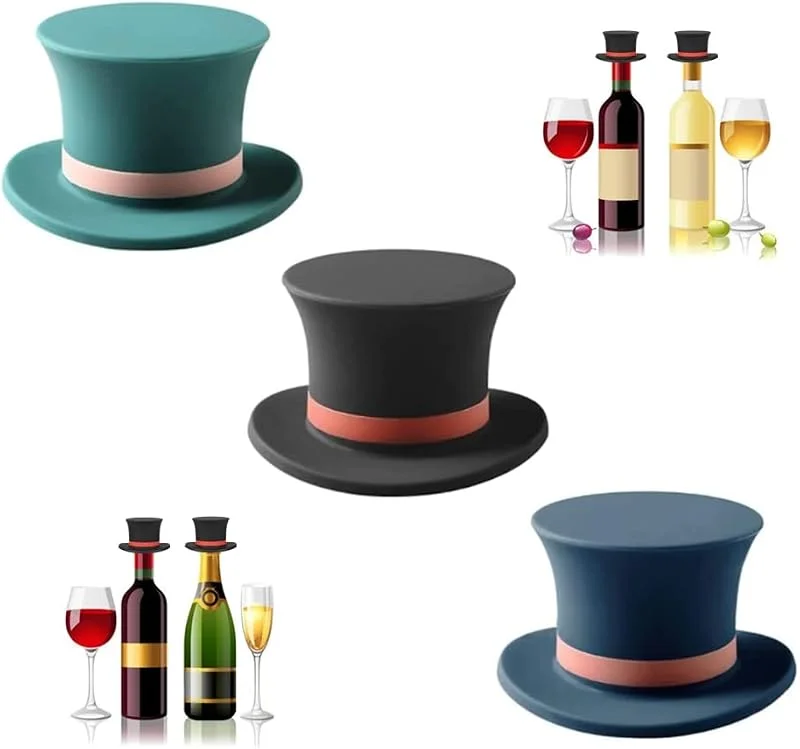 HKTOPCNE 3 tapones de silicona para botella de vino, divertidos y reutilizables, tapones de vino, tapón de botella, mantiene fresco para vino, cerveza, champán, vino espumoso — Vino y mesa festiva