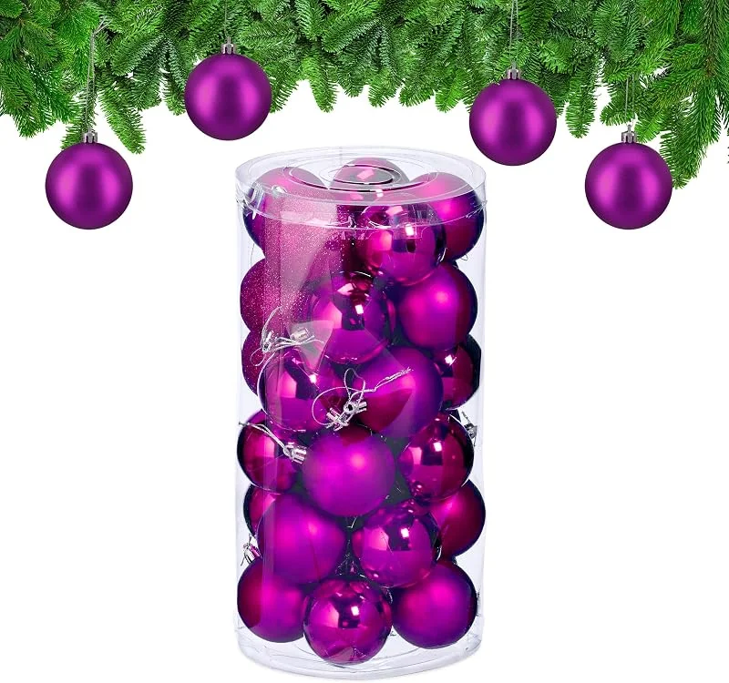 Visita la tienda de Relaxdays Relaxdays Set 30 Bolas Navidad, Decoración Navideña, 6 cm, Fucsia — Decoracion Navidad