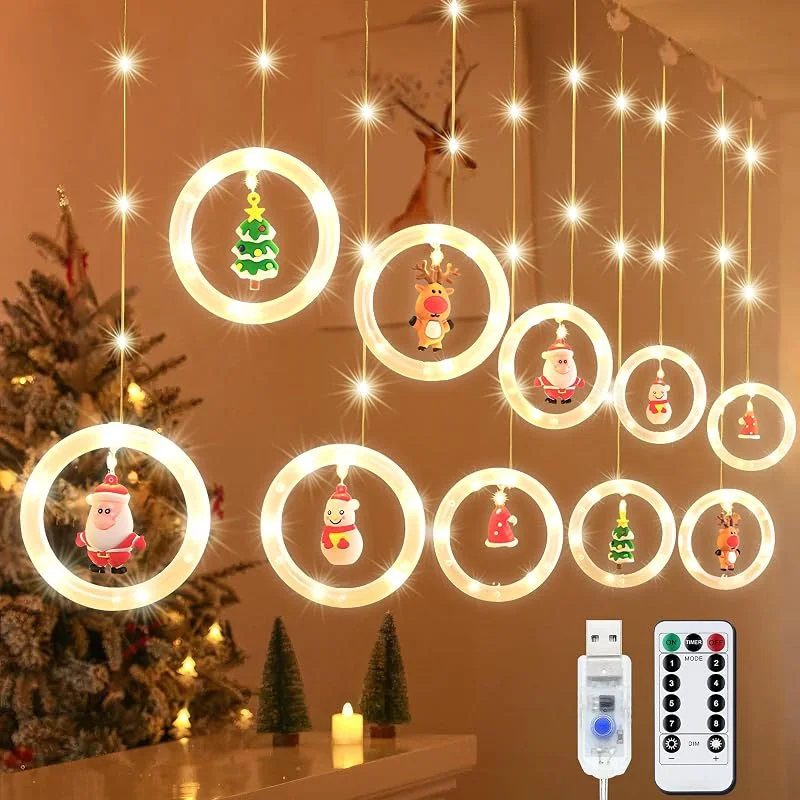 ZQEJEFD Cortina Luces Navidad, 3M 100 LEDs Guirnaldas Cortina Luces con Control Remoto y USB, 8 Modos Intermitentes, Luminosas cortina luces, Luz de Cadena Guirnalda para Balcón, Ventana, Escaparate