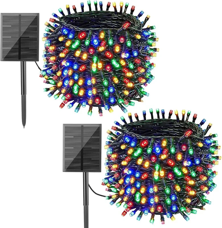 Yorezcop 2 x 22 m 200 LED Luces Navidad Exterior Solar, 8 Modos, Luces Solares Led Exterior Jardin, IP65 Impermeable, Led Colores Solar, Para Balcón, Jardín, árbol de Navidad, Fiestas (Colores)
