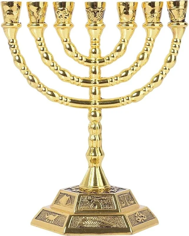Dianzan Candelabro De 7 Brazos para Menorá Judía Tradicional, Candelabro Vintage para Hanukkah, Ideal para Decoración del Hogar, Oraciones Y Celebraciones Festivas. — Cena a la luz de velas