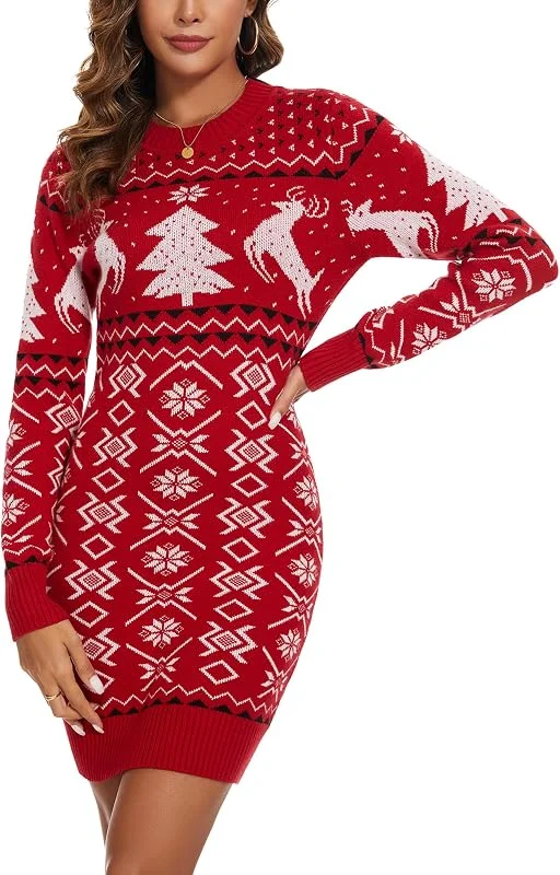 Visita la tienda de Bresdk Bresdk Vestido Mujer Vestidos Suéter Navideño de Punto Mujer Invierno — Ropa Navidad