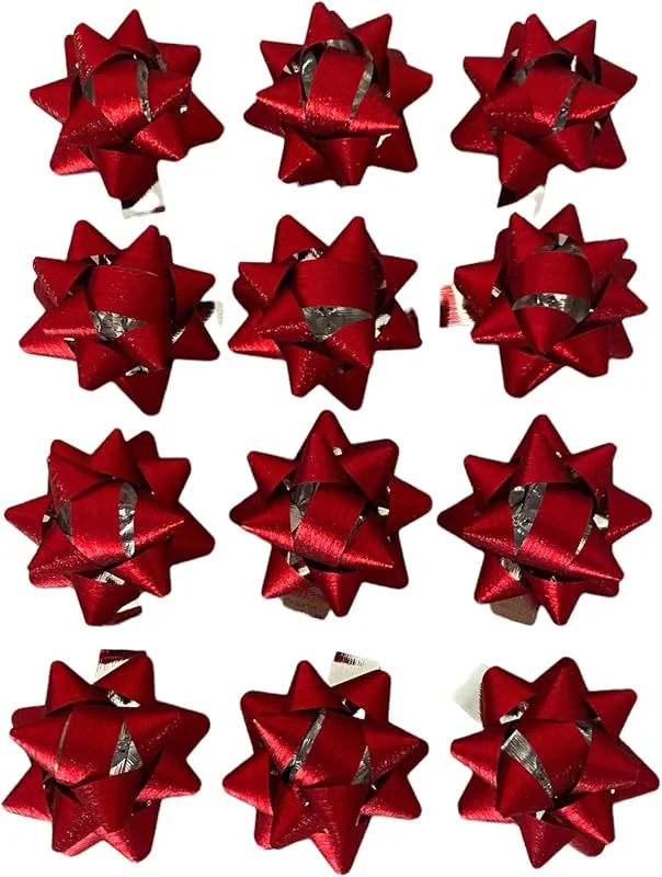 GMM Lazos adhesivos rojos, lazos adhesivos para regalos, lazos, paquetes de regalo de Navidad, escarapelas San Valentín, cumpleaños, 12 unidades — Envoltorio regalo