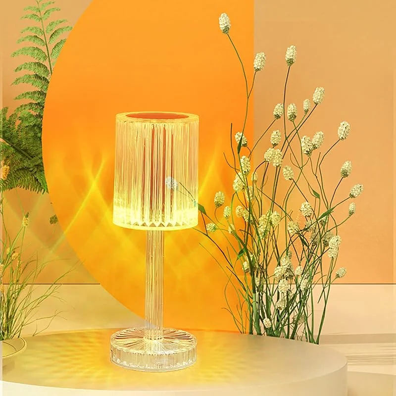 Visita la tienda de ZVO ZVO Lámpara de mesa de diamante de cristal, lámpara de mesa de control táctil, 3 colores de iluminación, luz LED ajustable, lámpara de mesita de noche para dormitorio, decoración de Navidad — Cena a la luz de velas