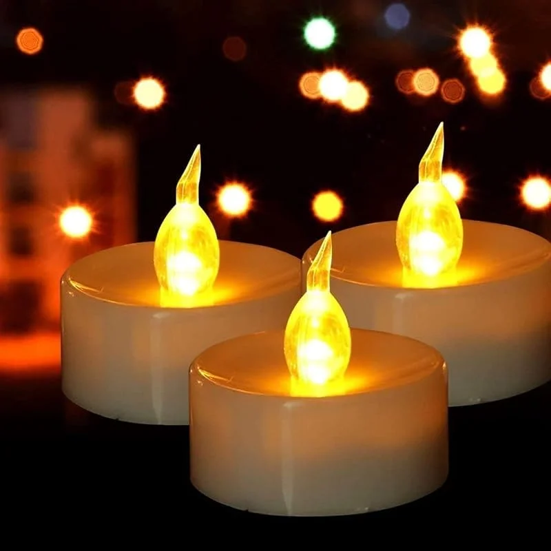 Baikaraer Velas de té que funcionan con pilas, velas falsas eléctricas sin llama, 50, 200 velas votivas realistas parpadeantes de Halloween de larga duración más de 200 horas, para decoración de — Cena a la luz de velas