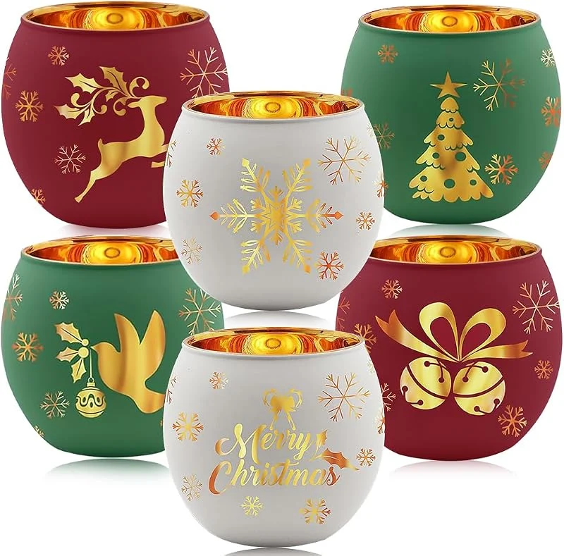 SGZIOO Juego de 6 Portavelas Navidad, Porta Velas Navidads, Portavelas Decoracion Navidads, Candelabros navidad, Candelabros para Velas navidad para Decoración Navideña, Faroles de Mesa, portavelas — Adviento y mesa