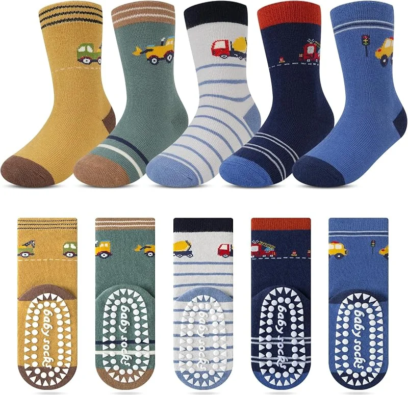 Visita la tienda de Kyopp Kyopp 5, 10 Pares Calcetines Antideslizantes Niños Bebe de Algodon, Calcetines Divertidos Lindo Transpirable para Tallas 21-37 — Decoracion Navidad