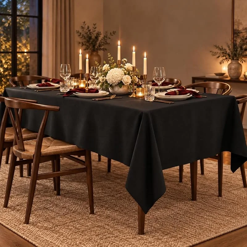 Visita la tienda de Home Direct HomeDirect Mantel 100% poliéster, Rectangular 150 x 250cm Negro — Hogar y cocina