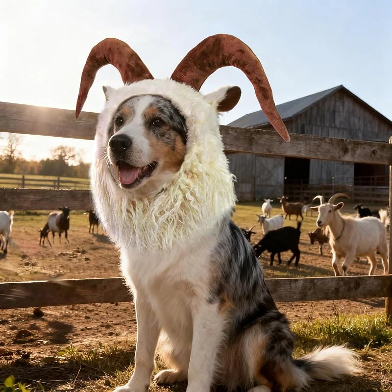 Visita la tienda de Onmygogo Divertido Disfraz de Reno y Alce para Perro, Bonita Peluca Peluda para Halloween y Navidad, Accesorio de Ropa para Mascotas (Cabra, Talla L) — Ropa Navidad