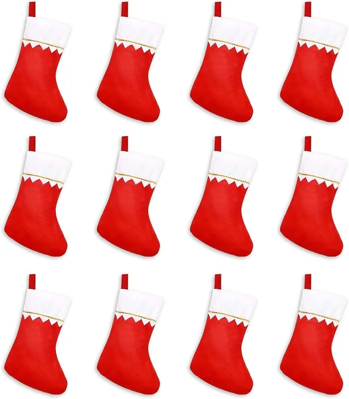 CINGHIA Calcetines Navideños Decoracion, 12Pcs Botas de Navidad, Calcetín de Navidad — Decoracion Navidad